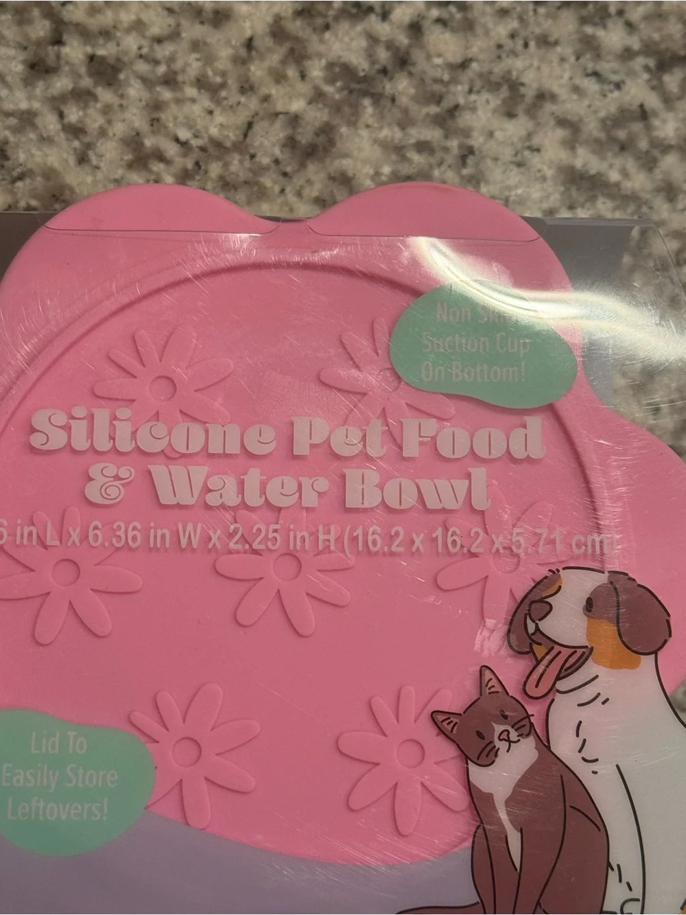 Silicone Pet Food & Water Bowl - Pink and cream